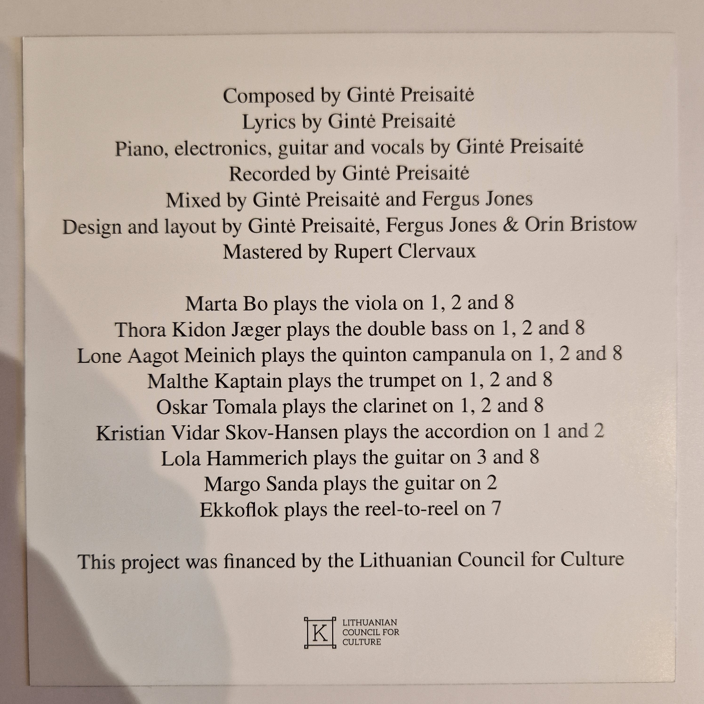 Gintė Preisaitė – Instruments of Forgetting and the Singing Bone / Vinyl LP