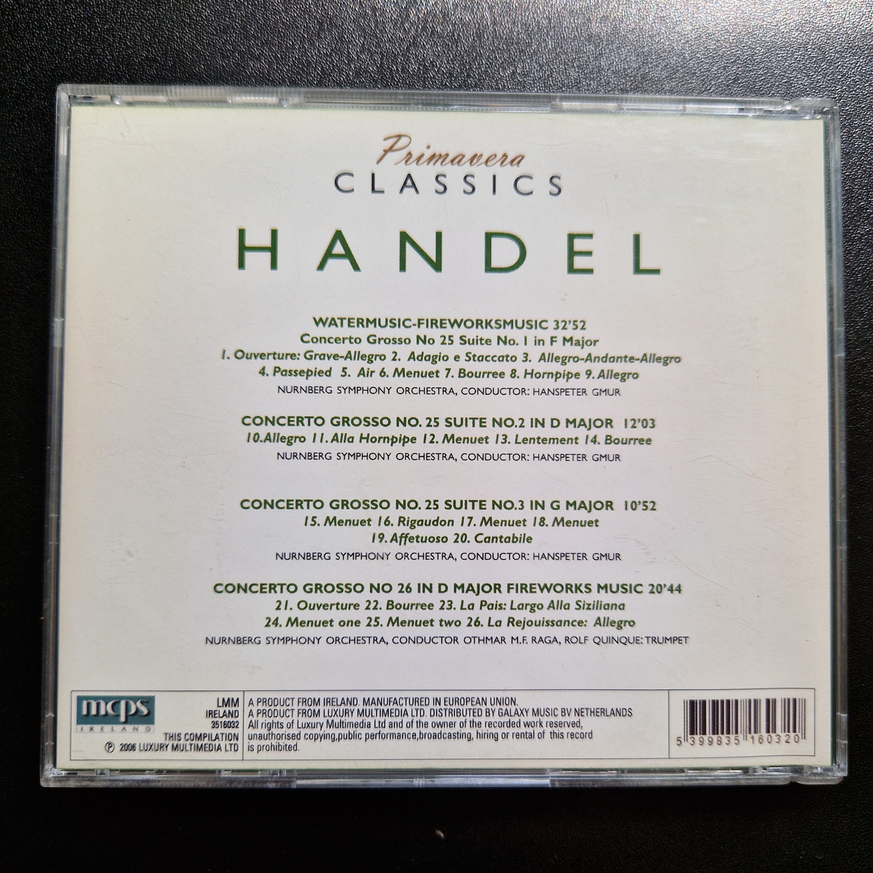 Georg Friedrich Händel, Nürnberger Symphoniker, Hanspeter Gmür – Wate / CD Album
