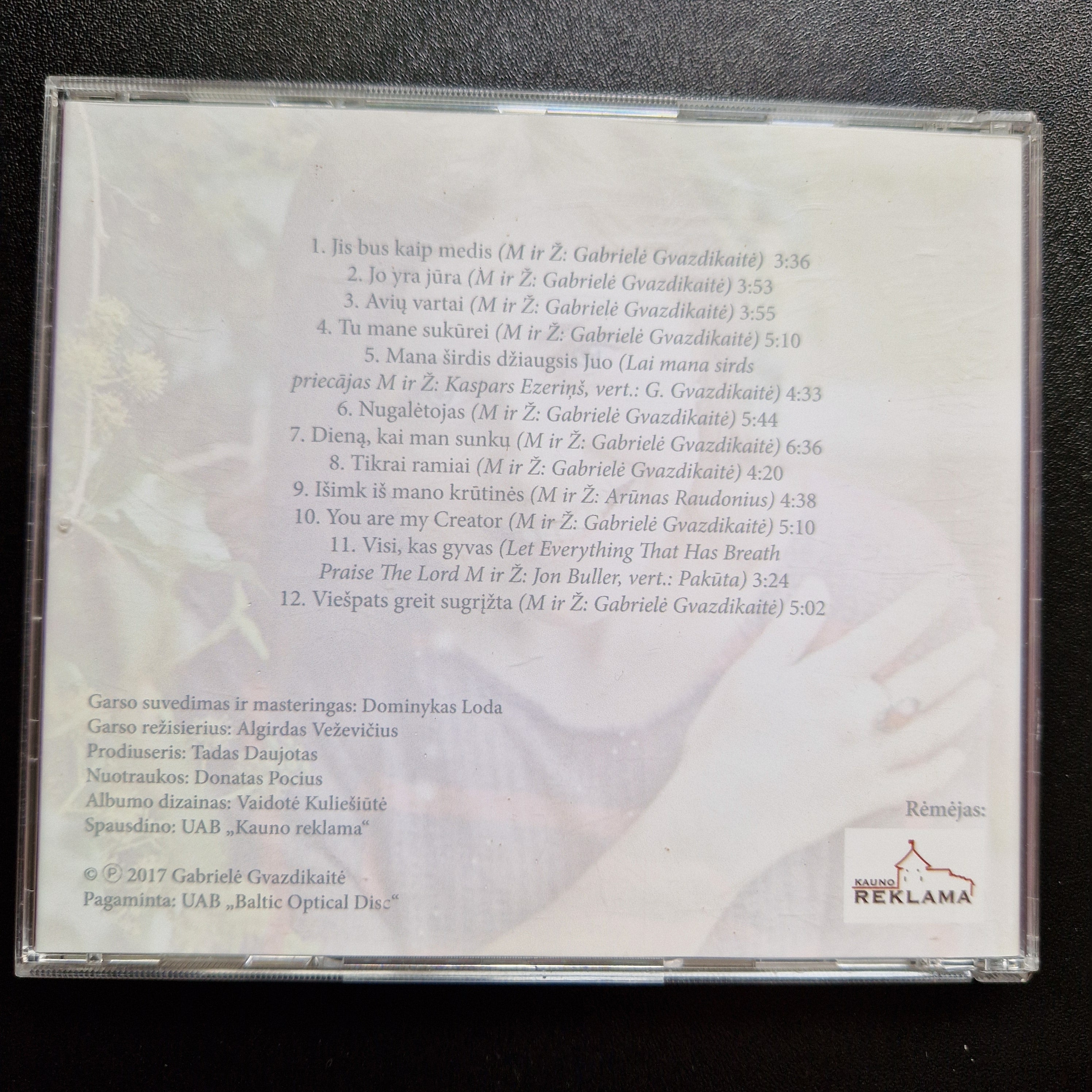 Gabrielė Gvazdikaitė – Tu Mane Sukūrei / CD Album