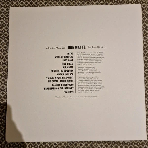 Valentina Magaletti, Marlene Ribeiro ‎– Due Matte / Vinyl LP on White