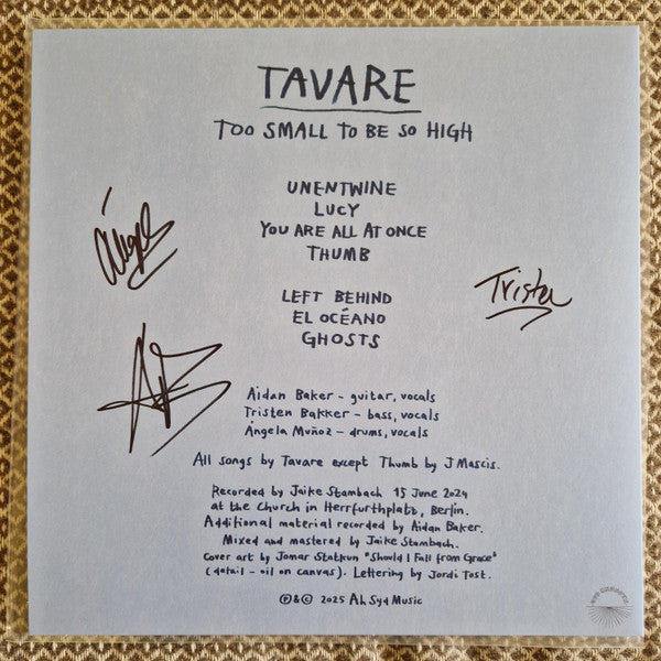 Tavare – Too Small To Be So High / Vinyl LP SIGNED AUTOGRAPHED