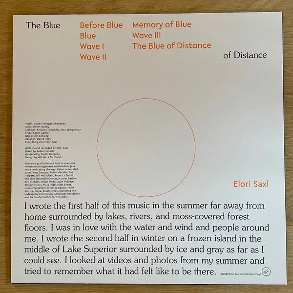 Elori Saxl ‎– The Blue Of Distance / Vinyl LP on Cloudy Clear
