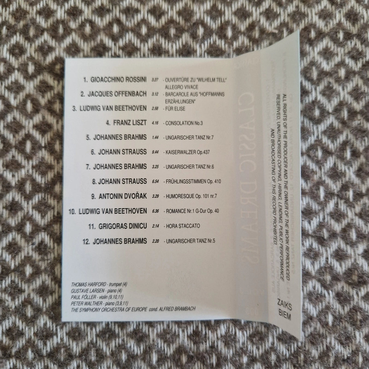 Various – Classic Dreams. Volume 3 / Cassette Album