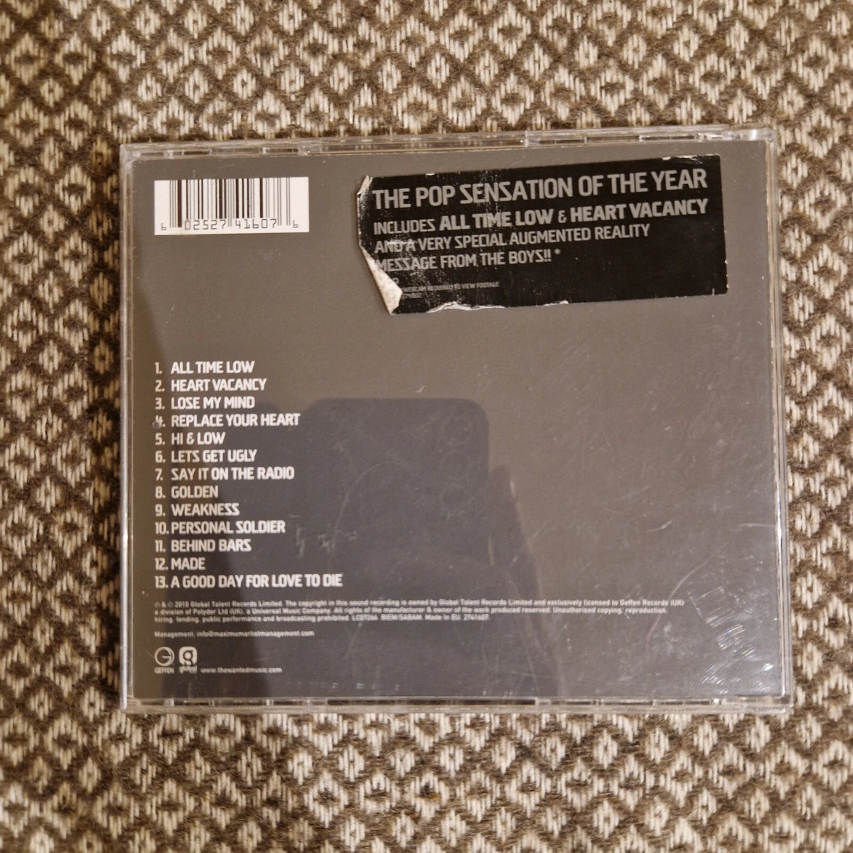 The Wanted – The Wanted / CD Album Back Sleeve Only
