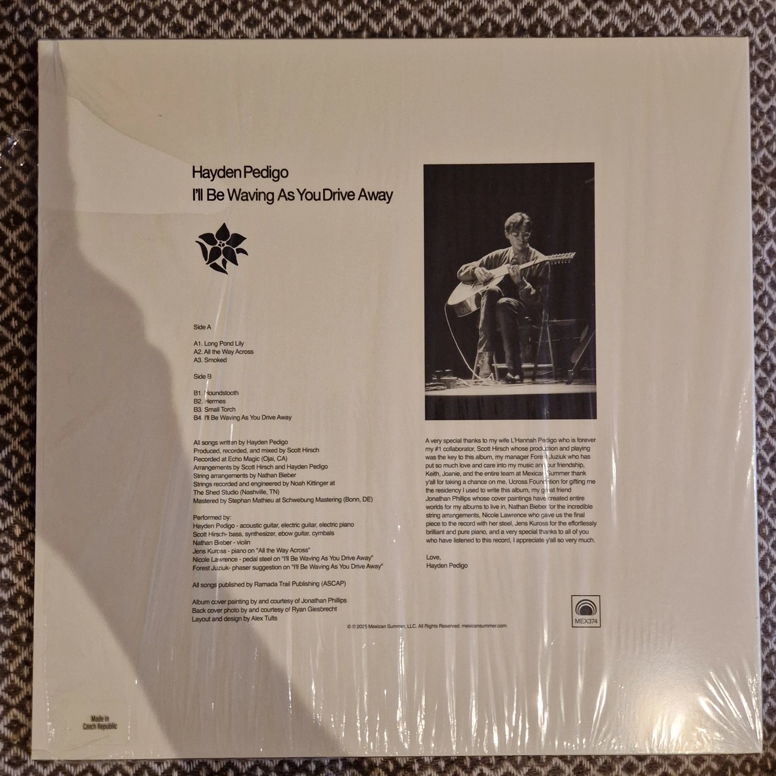 Hayden Pedigo ‎– I'll Be Waving As You Drive Away / Vinyl LP on Blue [Ok SIGNED!