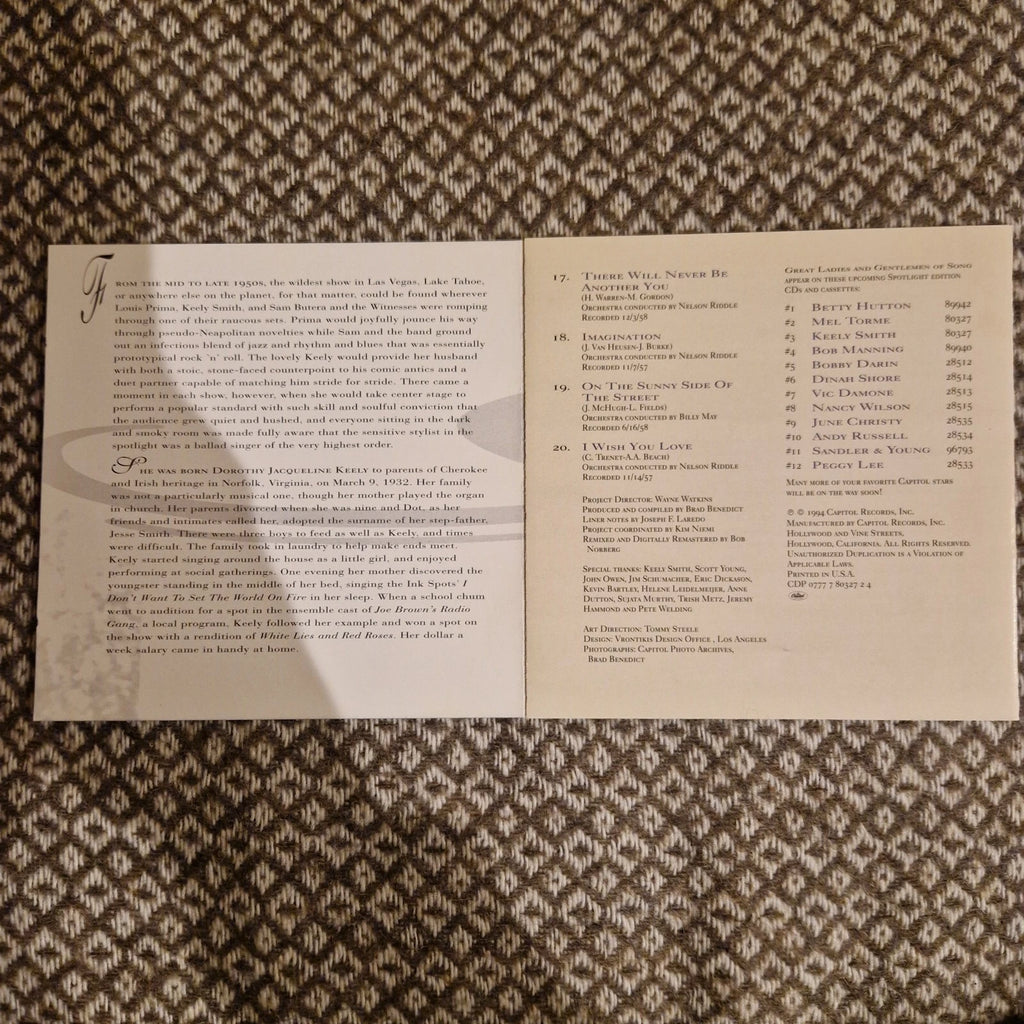 Keely Smith – Spotlight On... Keely Smith / CD Album Sleeve Only