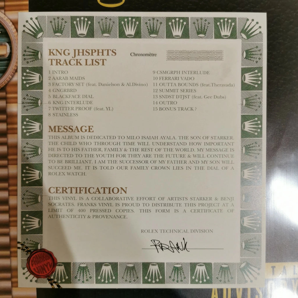 Starker x Benji Socrate$ – Kng Jhsphts / Vinyl LP with OBI OG (42 / 200)